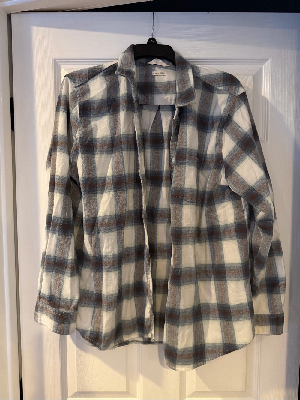 Weatherproof Plaid Shirt Jacket in White, Blue & Brown